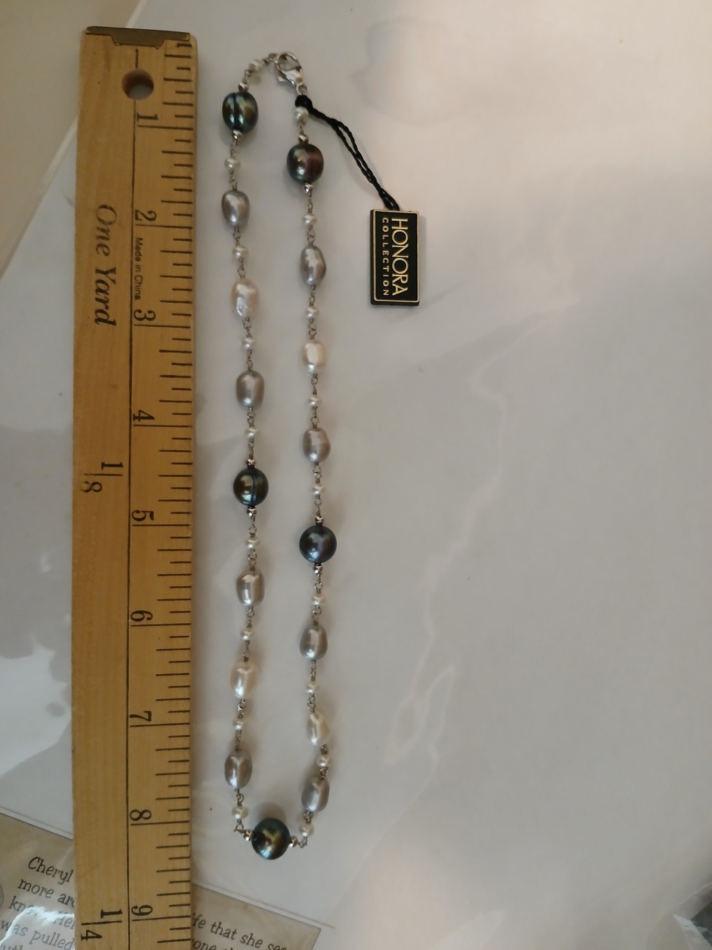 Honora Pearl Necklace in Gray, Green & White NWT 
Sterling Silver